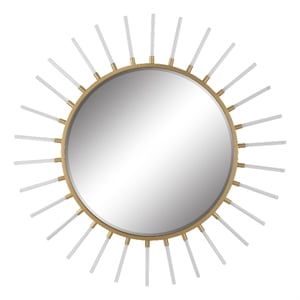 Uttermost Oracle Round MDF Acrylic and Metal Starburst Mirror in Gold Finish