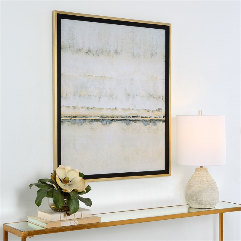 Uttermost Gilded Horizon Wood Paper and Glass Print in Black/Brown/Gold/Gray