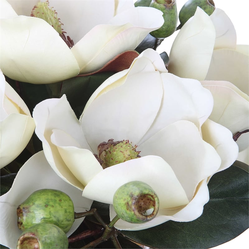 Uttermost Dobbins Magnolia Glass and Polyfoam Plastic Bouquet in White