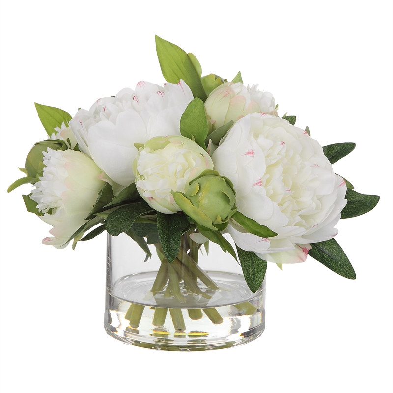 Uttermost Garden Peony Plastic and Polyester Bouquet in White
