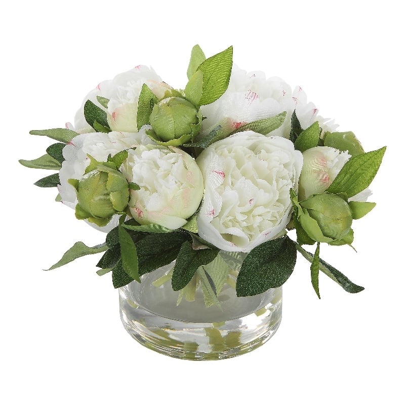 Uttermost Garden Peony Plastic and Polyester Bouquet in White