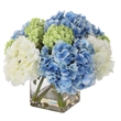 Uttermost Providence Hydrangea Polyester Iron Glass Bouquet in Blue/Green/White