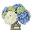 Uttermost Providence Hydrangea Polyester Iron Glass Bouquet in Blue/Green/White