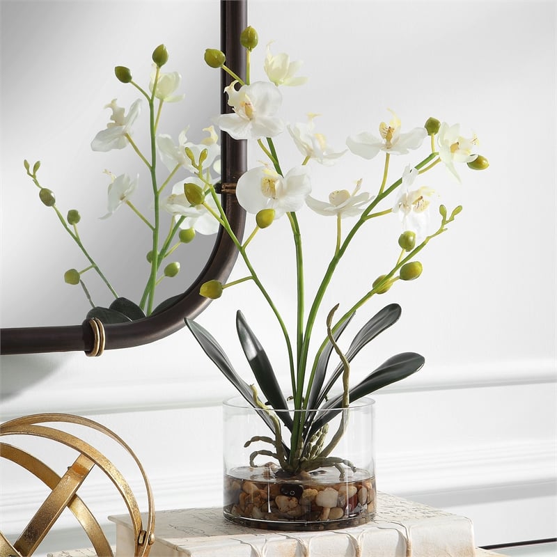 Uttermost Glory Contemporary Polyester Plastic and Iron Orchid in White