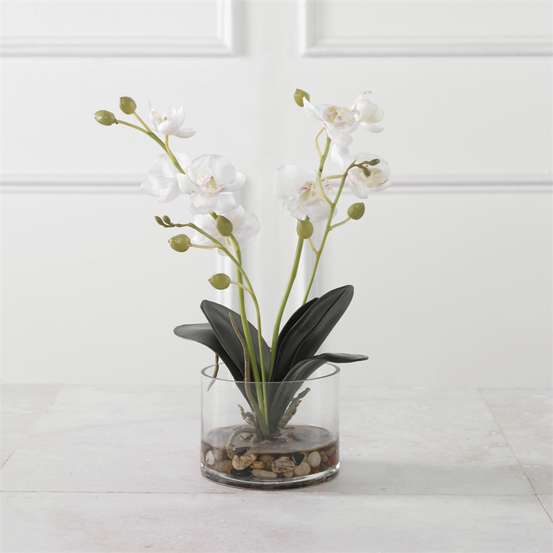 Uttermost Glory Contemporary Polyester Plastic and Iron Orchid in White