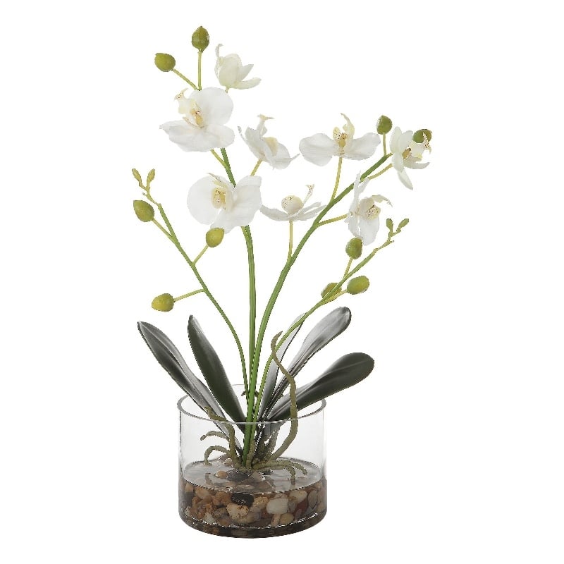 Uttermost Glory Contemporary Polyester Plastic and Iron Orchid in White