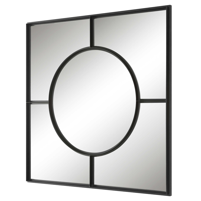Uttermost Spurgeon Square Transitional MDF and Metal Window Mirror in Black