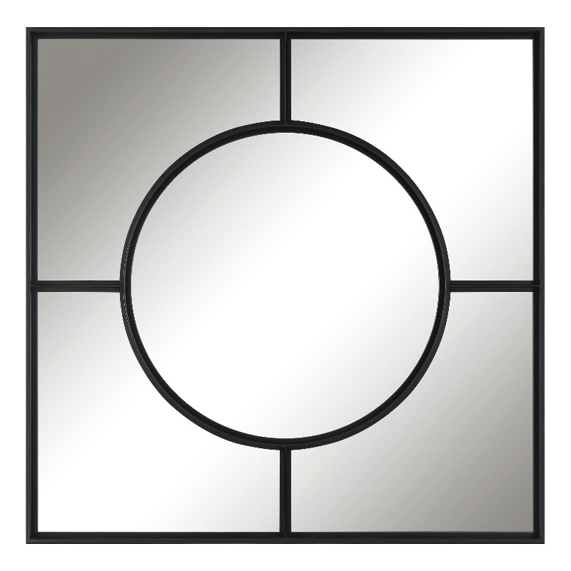 Uttermost Spurgeon Square Transitional MDF and Metal Window Mirror in Black