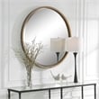 Uttermost Ranchero Round Farmhouse Metal MDF and Rope Mirror in Brown
