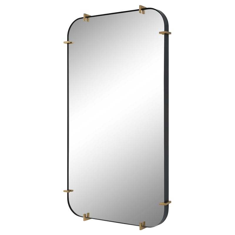 Uttermost Pali Contemporary MDF and Metal Mirror in Black/Gold