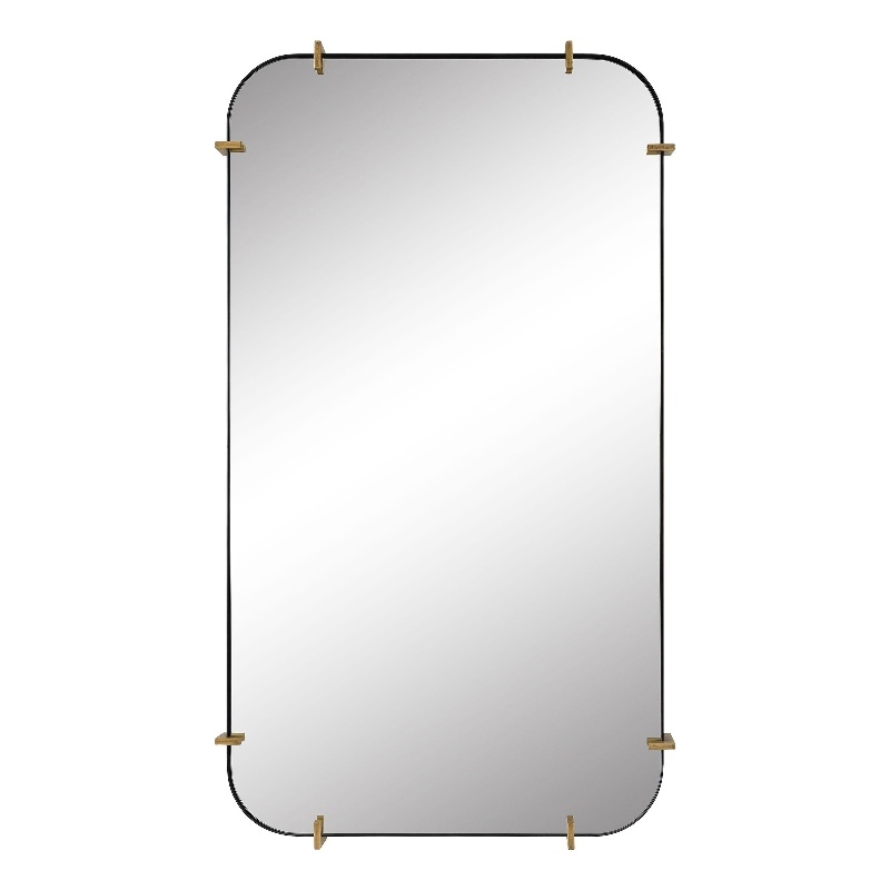 Uttermost Pali Contemporary MDF and Metal Mirror in Black/Gold