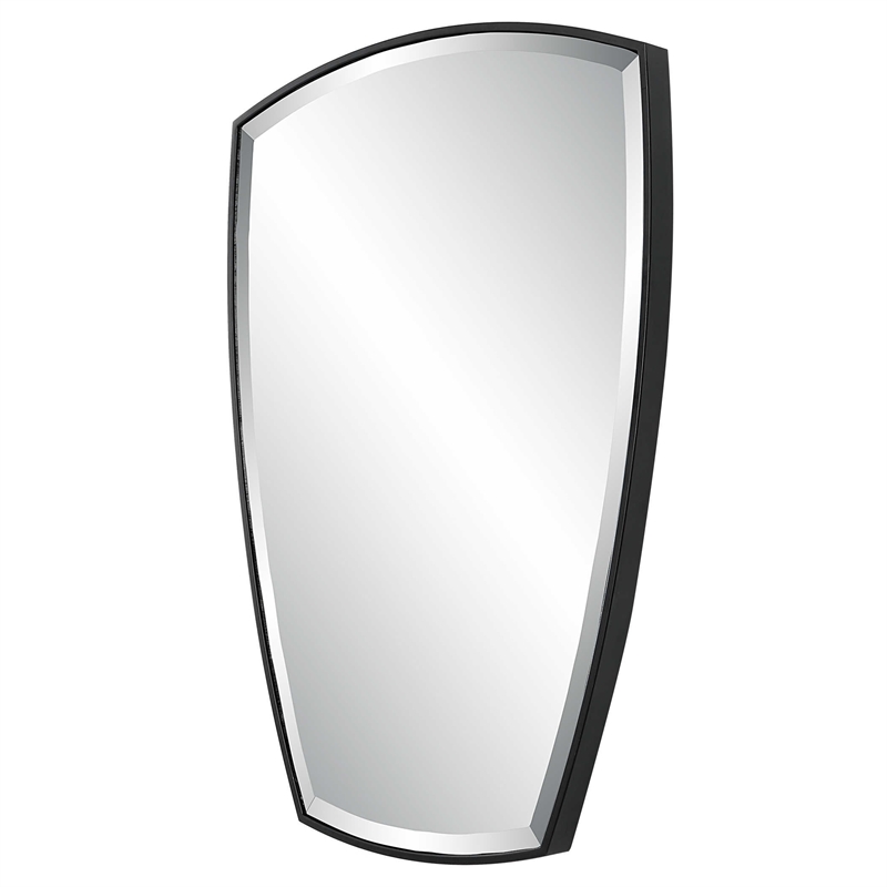 Uttermost Crest Contemporary Curved Metal Mirror in Black Finish