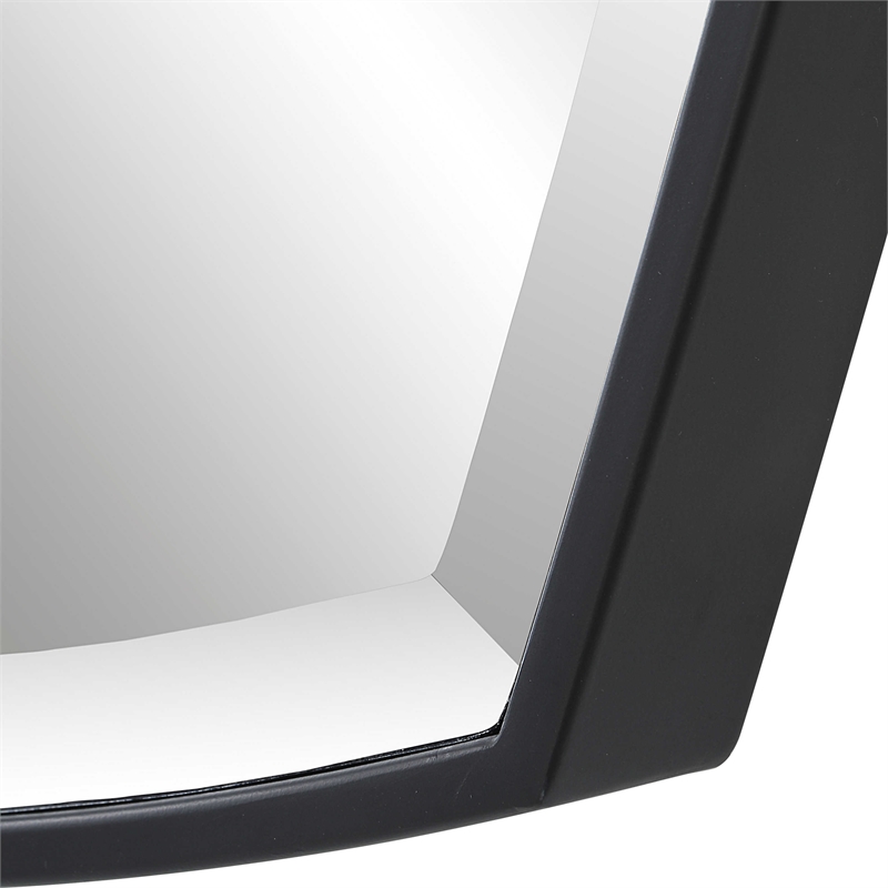 Uttermost Crest Contemporary Curved Metal Mirror in Black Finish