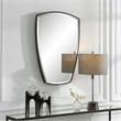 Uttermost Crest Contemporary Curved Metal Mirror in Black Finish