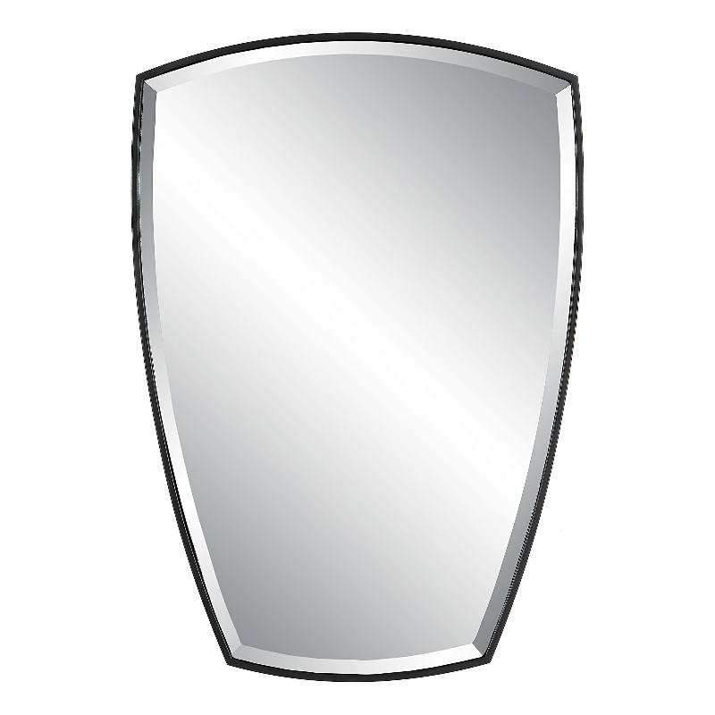 Uttermost Crest Contemporary Curved Metal Mirror in Black Finish