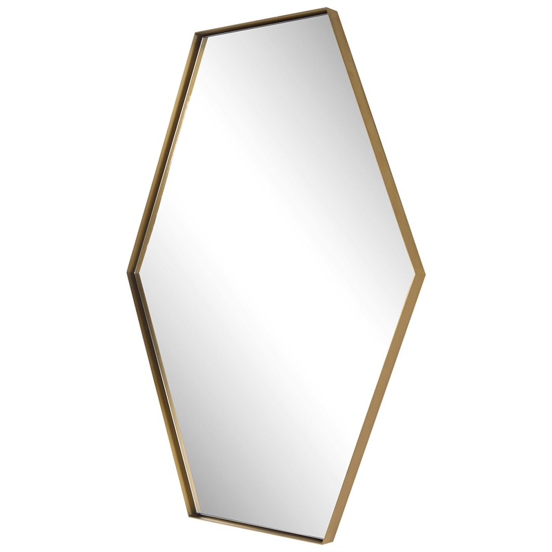 Uttermost Ankara Hexagon Metal MDF and Glass Mirror in Brass/Gold