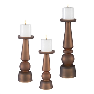 Uttermost Cassiopeia Butter Rum Glass Candleholders in Brown (Set of 3)