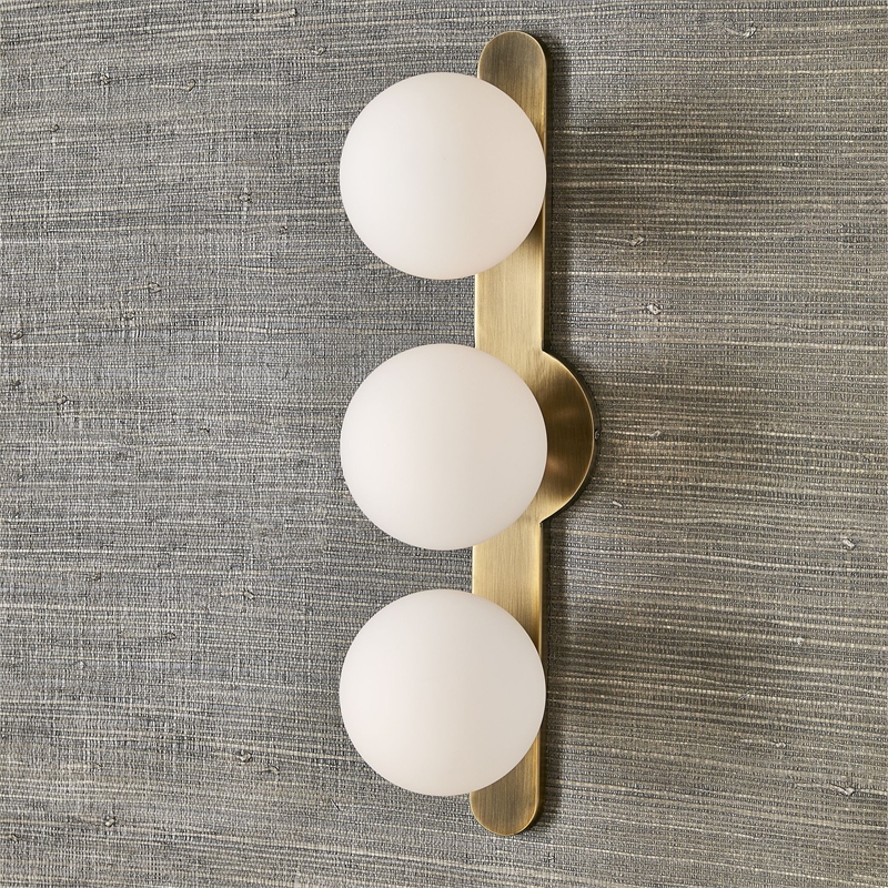 Uttermost Droplet 3-Light Contemporary Metal Steel & Glass Sconce in Brass/White