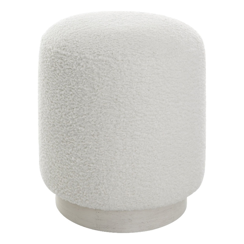 Uttermost Avila Contemporary Wood Foam and Fabric Ottoman in White