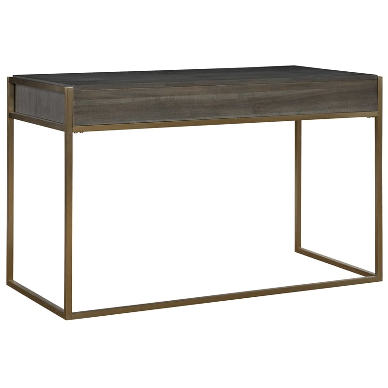 Uttermost Taja Modern Wood and Stainless Steel Writing Desk in Brass/Woodtone