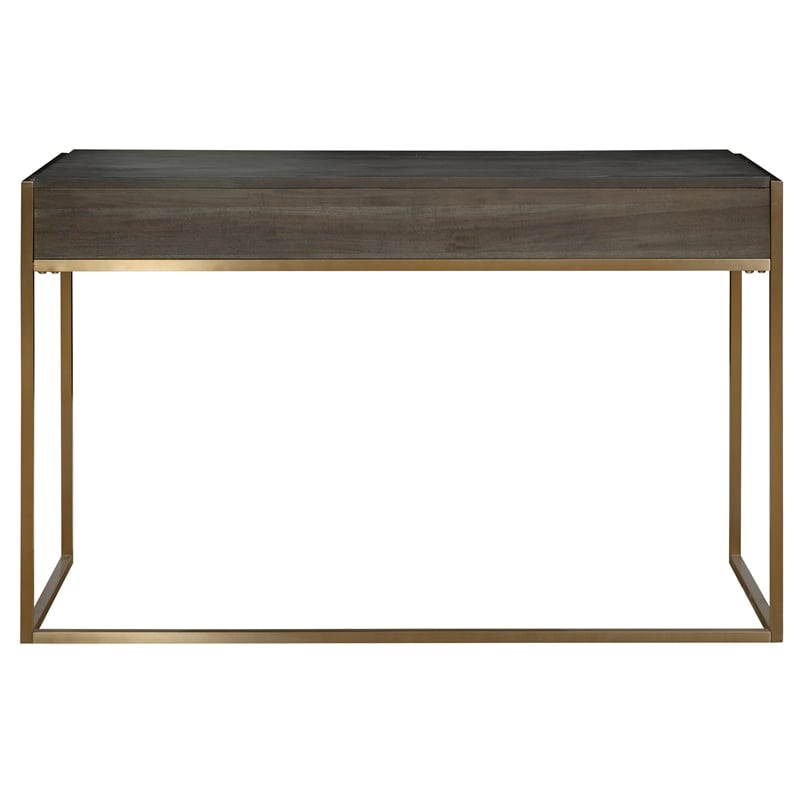 Uttermost Taja Modern Wood and Stainless Steel Writing Desk in Brass/Woodtone