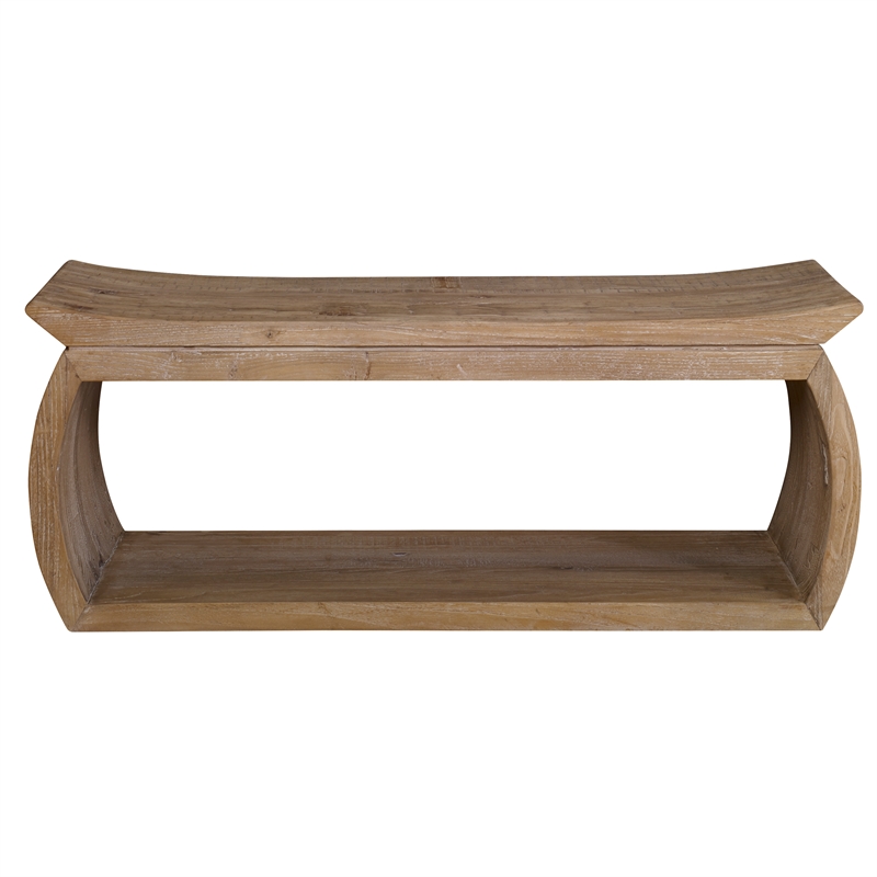 Uttermost Connor Contemporary Reclaimed Elm Wood Bench in Woodtone Brown