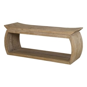 Uttermost Connor Contemporary Reclaimed Elm Wood Bench in Woodtone Brown