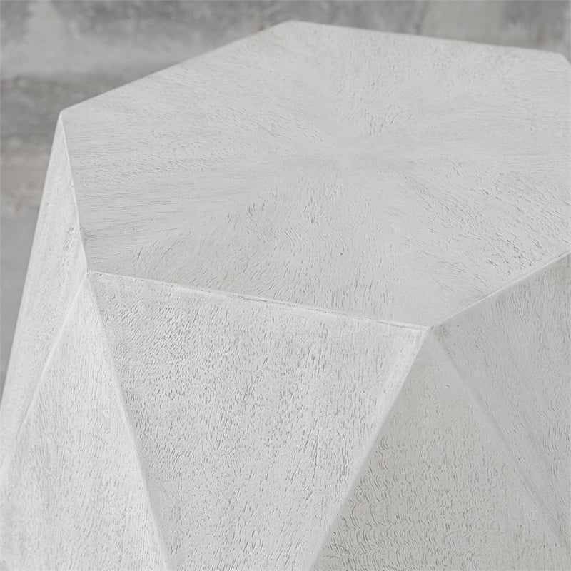 Uttermost Volker Contemporary Wood Geometric Accent Table in White