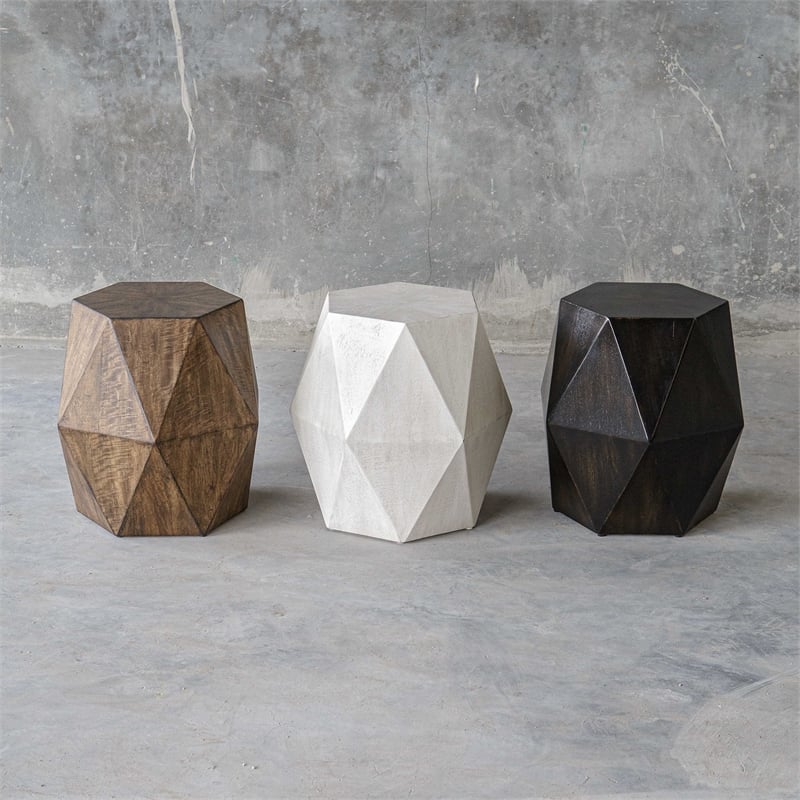 Uttermost Volker Contemporary Wood Geometric Accent Table in White