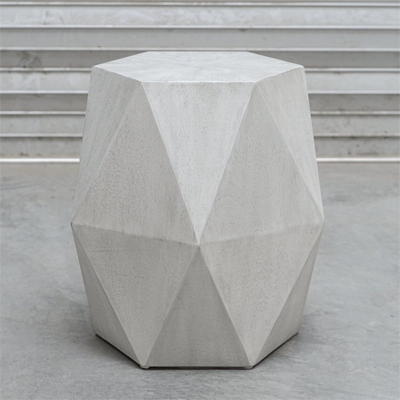 Uttermost Volker Contemporary Wood Geometric Accent Table in White