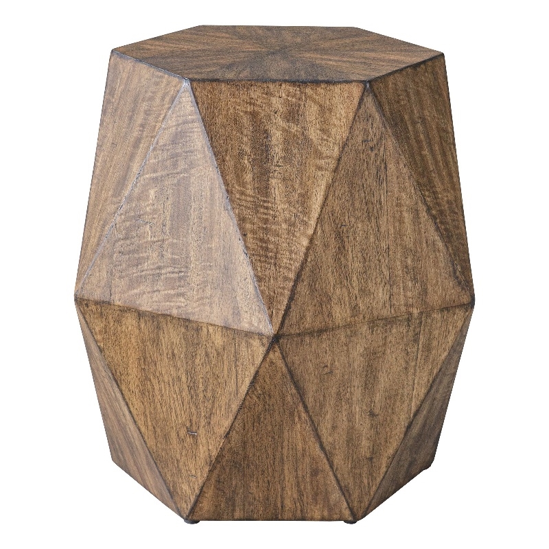 Uttermost Volker Contemporary Wood Geometric Accent Table in Woodtone Brown