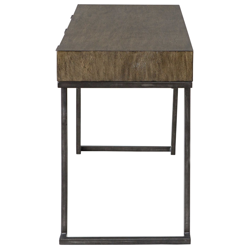 Uttermost Comrade Contemporary Wood and Metal Desk in Woodtone Gray