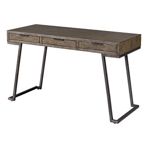 Uttermost Comrade Contemporary Wood and Metal Desk in Woodtone Gray