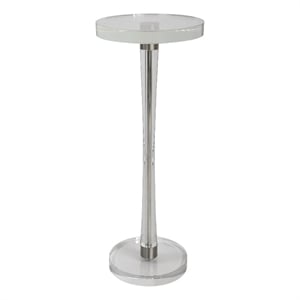 Uttermost Pria Contemporary Crystal and Metal Drink Table in Silver