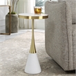 Uttermost Apex Contemporary Concrete and Metal Accent Table in Brass/White
