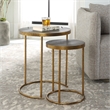 Uttermost Aragon Metal and MDF Nesting Tables in Brass/Gray (Set of 2)