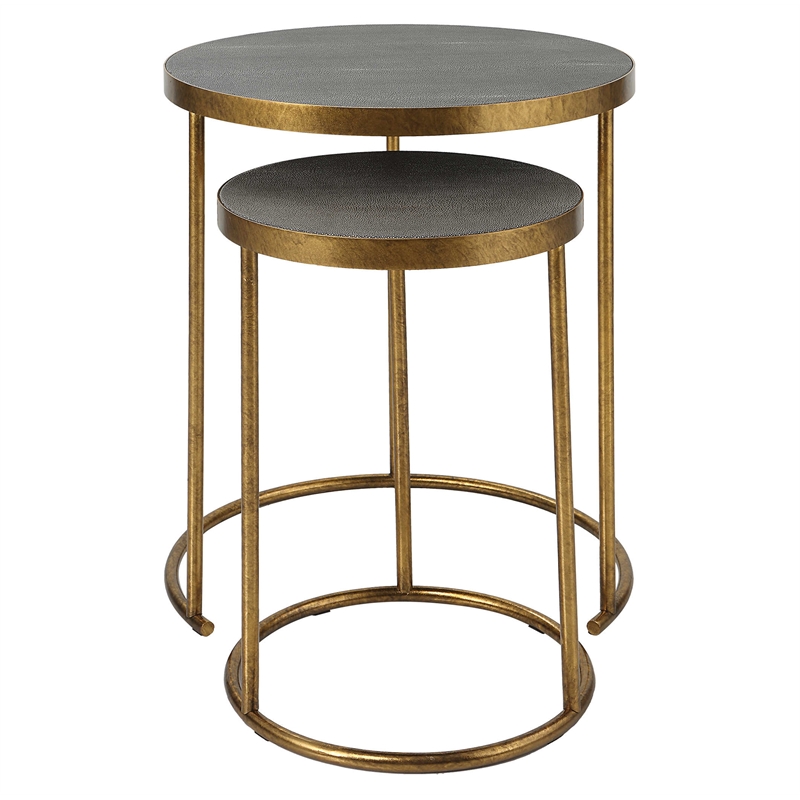 Uttermost Aragon Metal and MDF Nesting Tables in Brass/Gray (Set of 2)