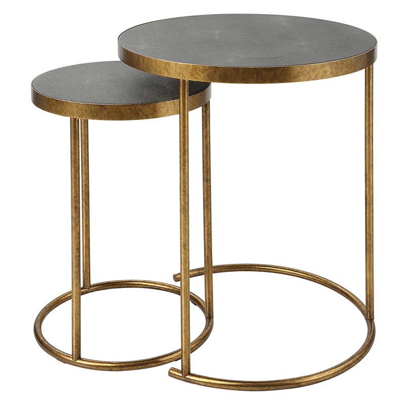 Uttermost Aragon Metal and MDF Nesting Tables in Brass/Gray (Set of 2)