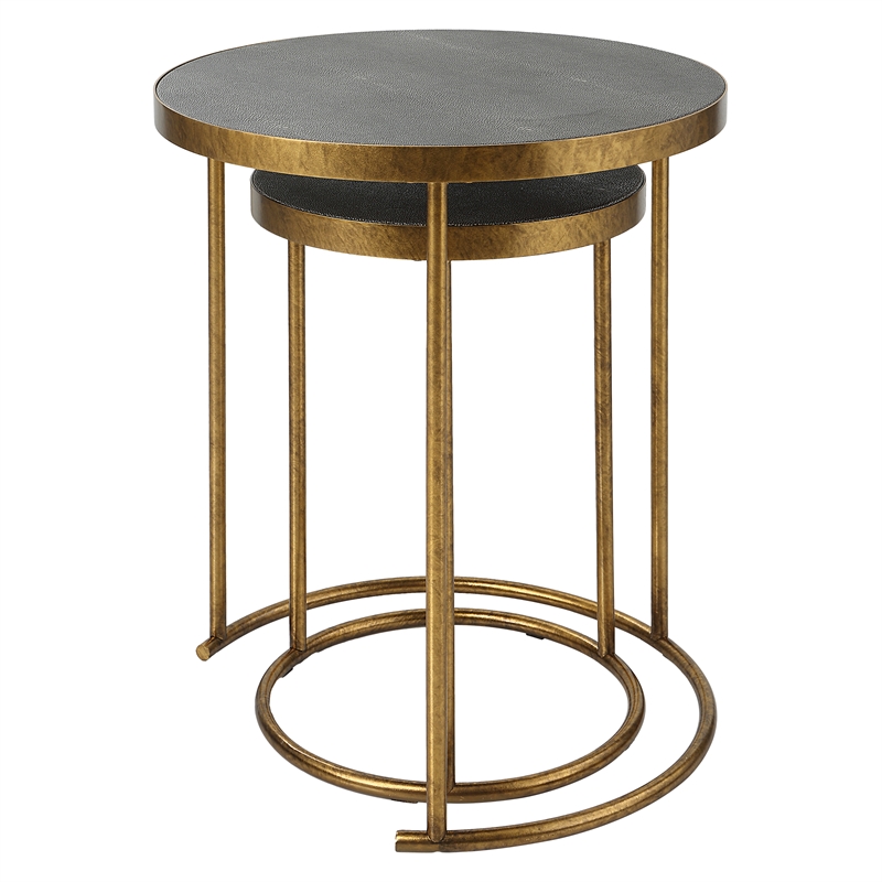 Uttermost Aragon Metal and MDF Nesting Tables in Brass/Gray (Set of 2)