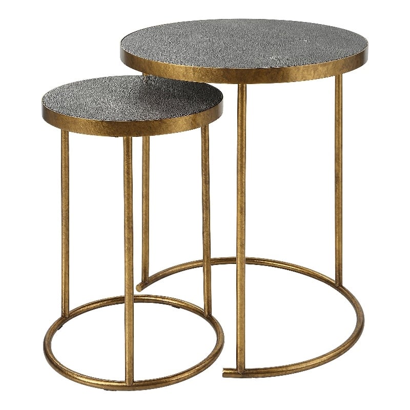 Uttermost Aragon Metal and MDF Nesting Tables in Brass/Gray (Set of 2)