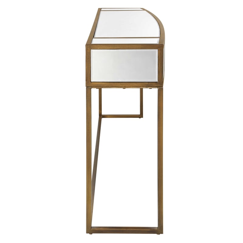 Uttermost Reflect Transitional Metal Glass and MDF Console Table in Gold
