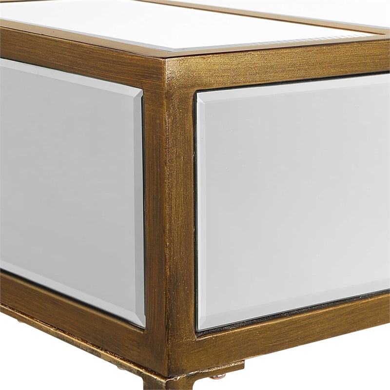 Uttermost Reflect Transitional Metal Glass and MDF Console Table in Gold
