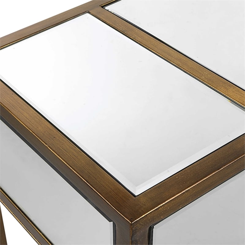 Uttermost Reflect Transitional Metal Glass and MDF Console Table in Gold