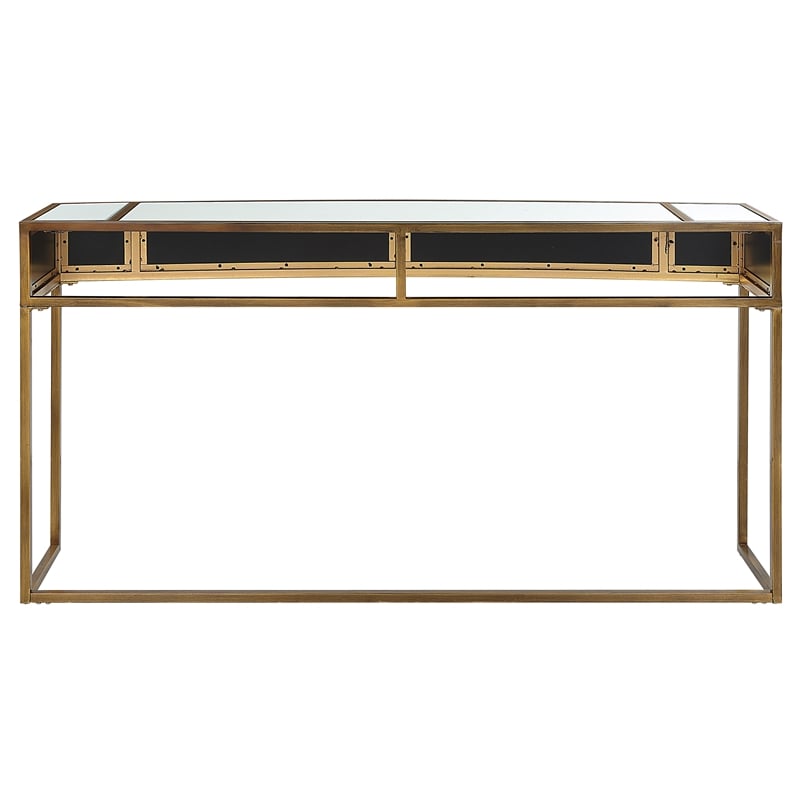 Uttermost Reflect Transitional Metal Glass and MDF Console Table in Gold