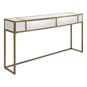 Uttermost Reflect Transitional Metal Glass and MDF Console Table in Gold