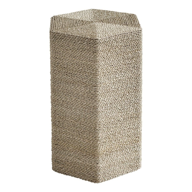 Uttermost Sea Farmhouse Wood and Seagrass Braid Accent Table in Brown