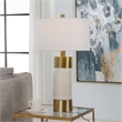 Uttermost Adelia Contemporary Metal Ceramic Fabric Table Lamp in Brass/Gold