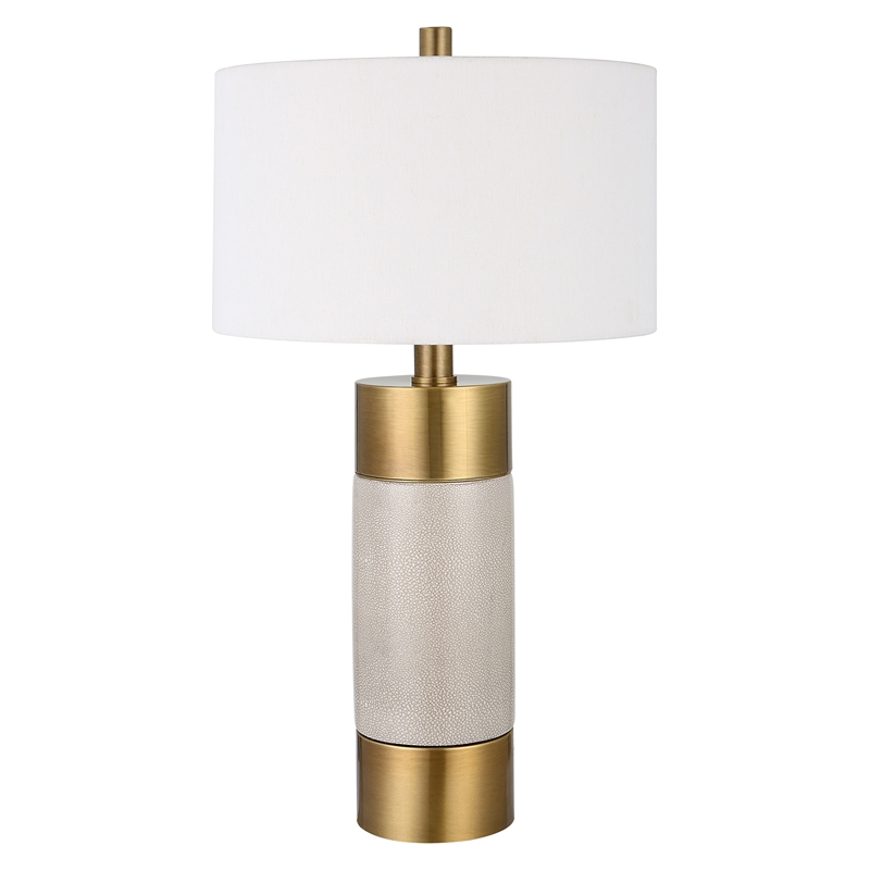 Uttermost Adelia Contemporary Metal Ceramic Fabric Table Lamp in Brass/Gold
