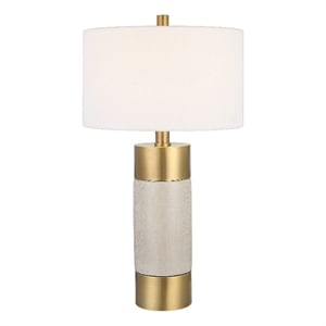 Uttermost Adelia Contemporary Metal Ceramic Fabric Table Lamp in Brass/Gold