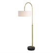 Uttermost Huxford Transitional Metal Marble Fabric Arch Floor Lamp in Brass/Gold